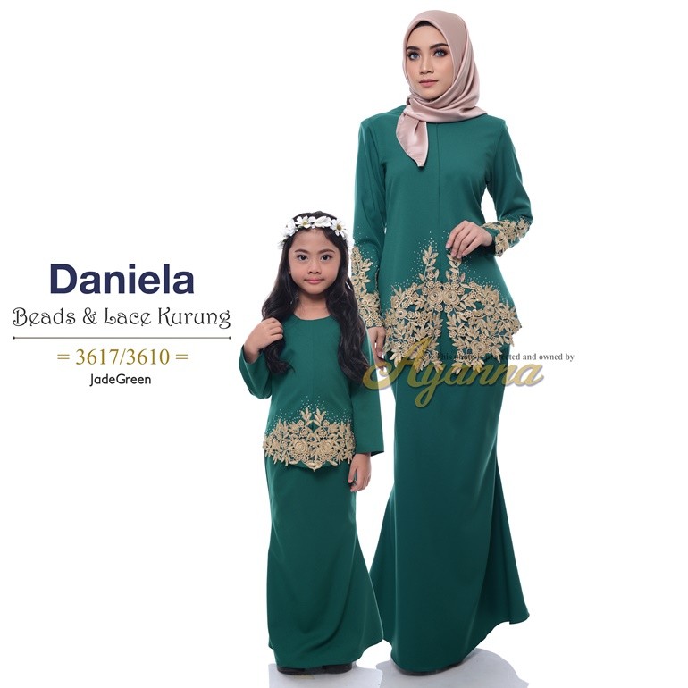 daniela beads & lace kurung 3617 (jadegreen)