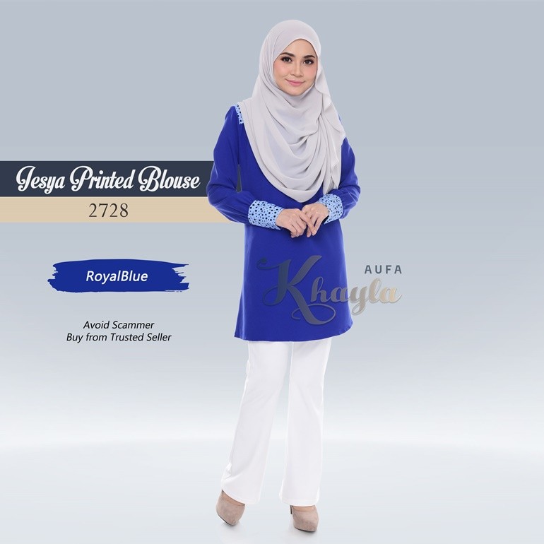 Jesya Printed Blouse 2728 (RoyalBlue)