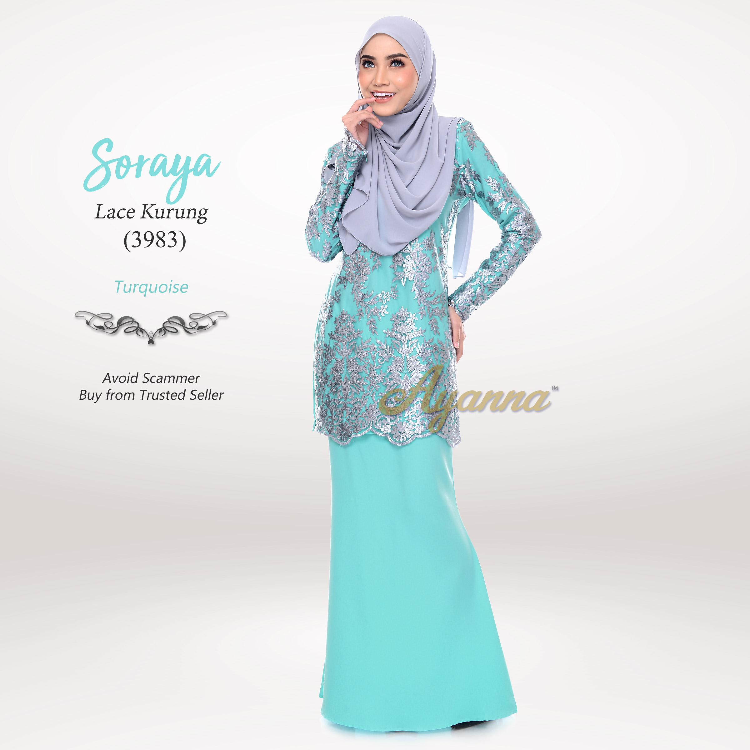 Soraya Lace Kurung 3983 (Turquoise)