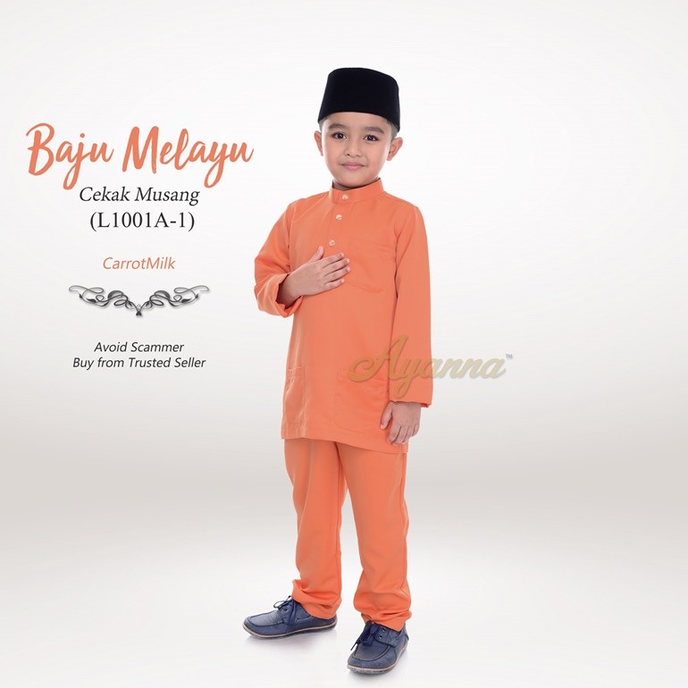 Baju Melayu Cekak Musang L1001A-1 (CarrotMilk)