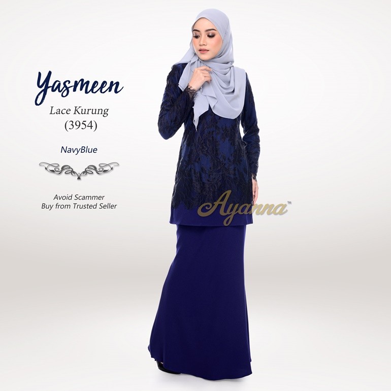 Yasmeen Lace Kurung 3954 (NavyBlue)