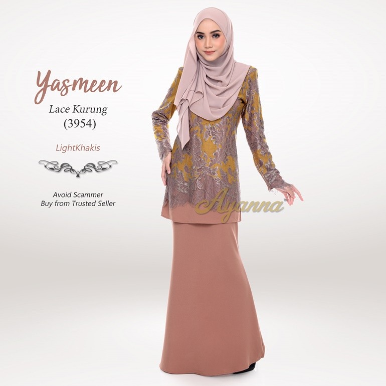 Yasmeen Lace Kurung 3954 (LightKhakis)