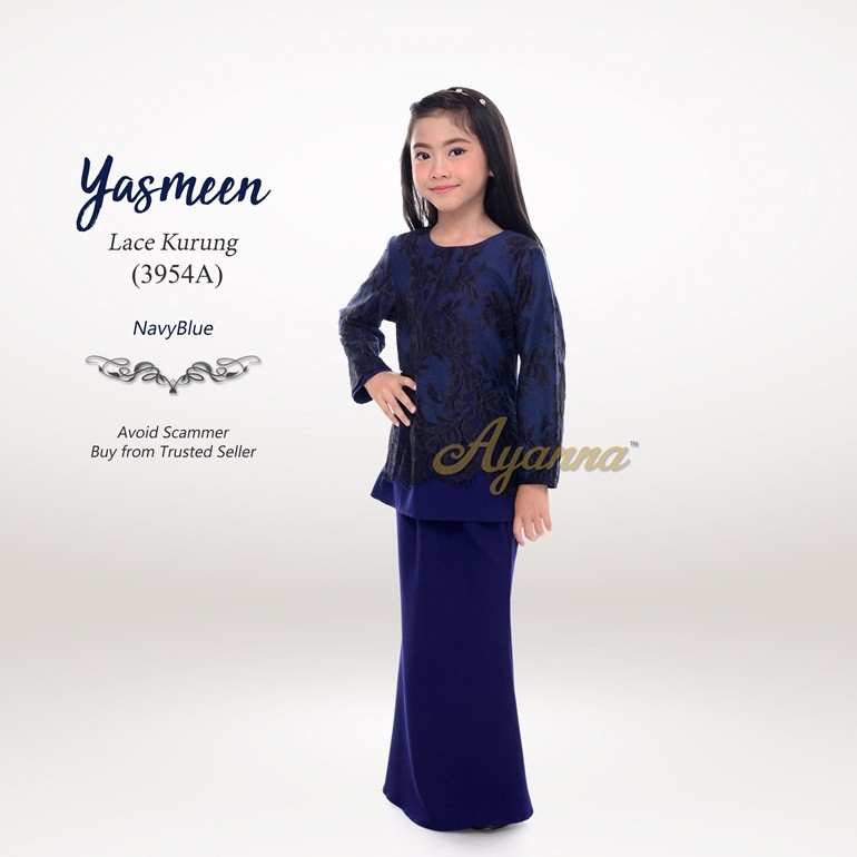 Yasmeen Lace Kurung 3954A (NavyBlue)