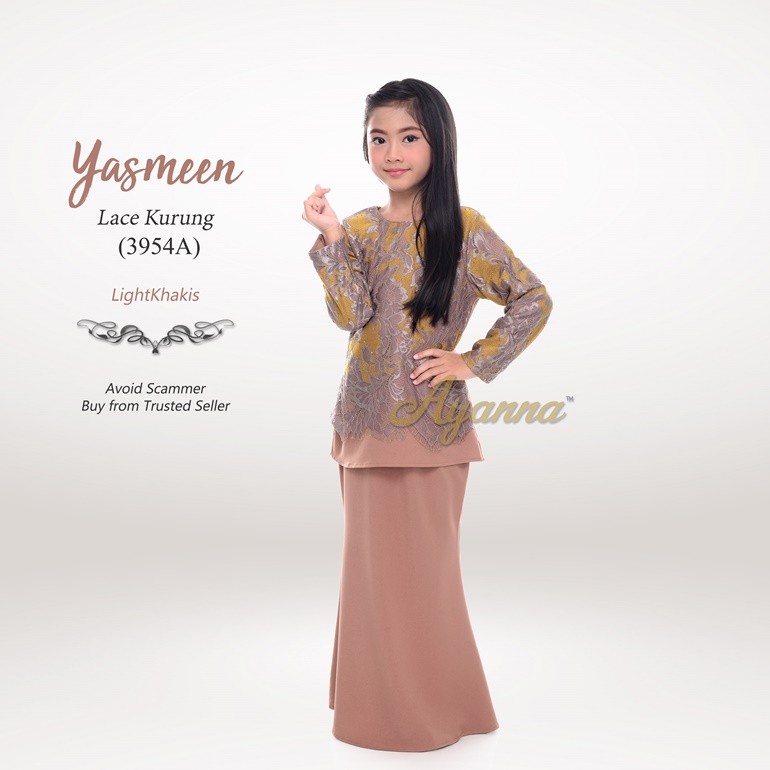 Yasmeen Lace Kurung 3954A (LightKhakis)