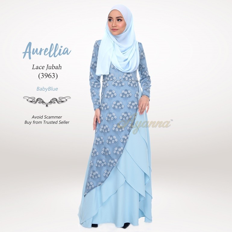 Aurellia Lace Jubah 3963 (BabyBlue)