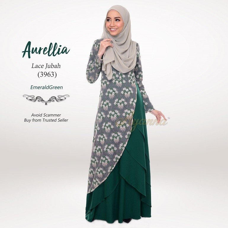 Aurellia Lace Jubah 3963 (EmeraldGreen)