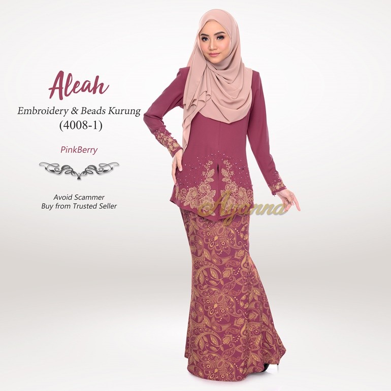 Aleah Embroidery & Beads Kurung 4008-1 (PinkBerry)