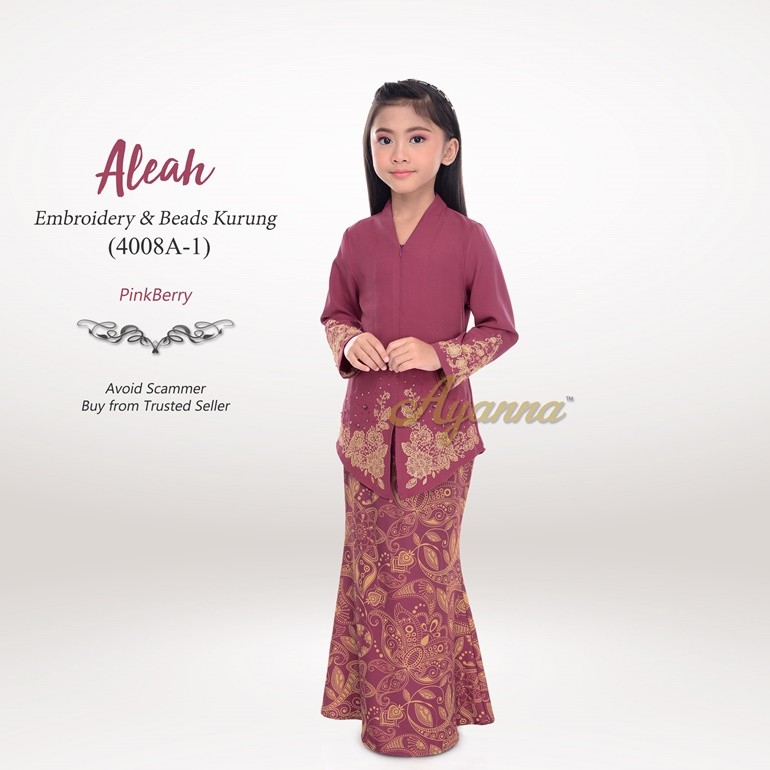 Aleah Embroidery & Beads Kurung 4008A-1 (PinkBerry)
