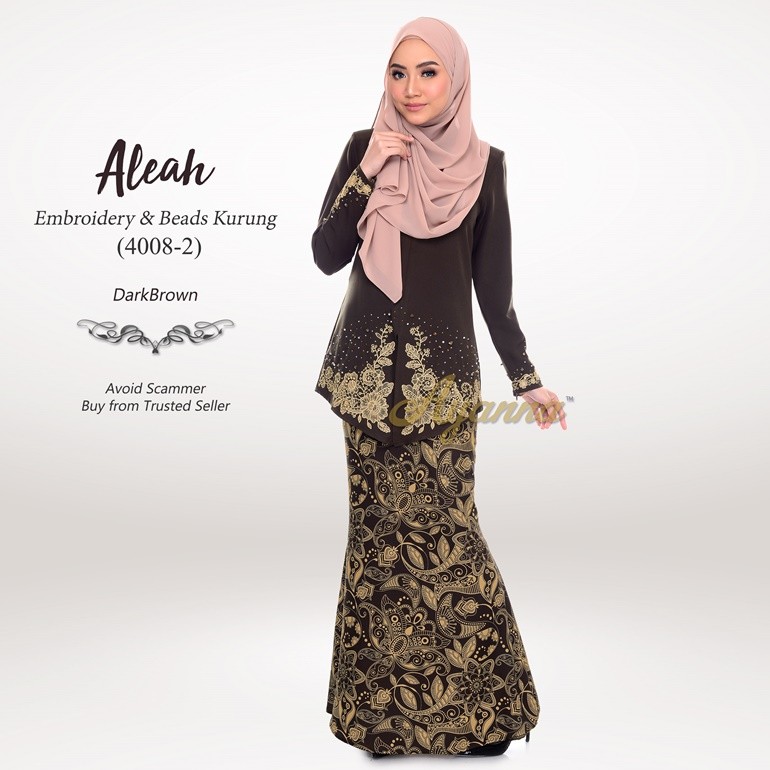 Aleah Embroidery & Beads Kurung 4008-2 (DarkBrown)