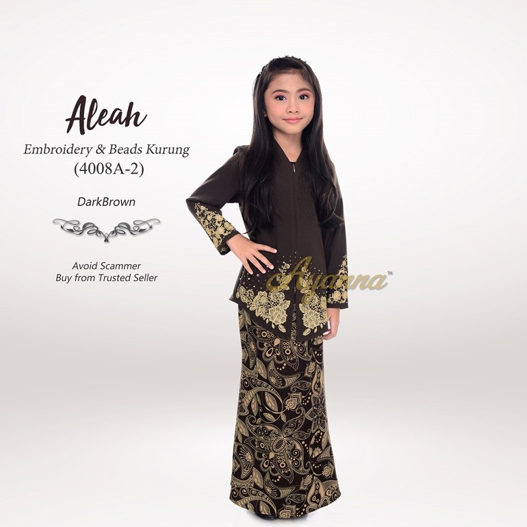 Aleah Embroidery & Beads Kurung 4008A-2 (DarkBrown)