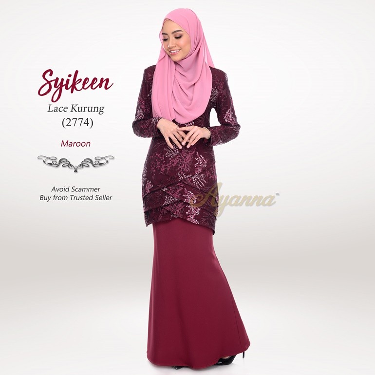 Syikeen Lace Kurung 2774 (Maroon)