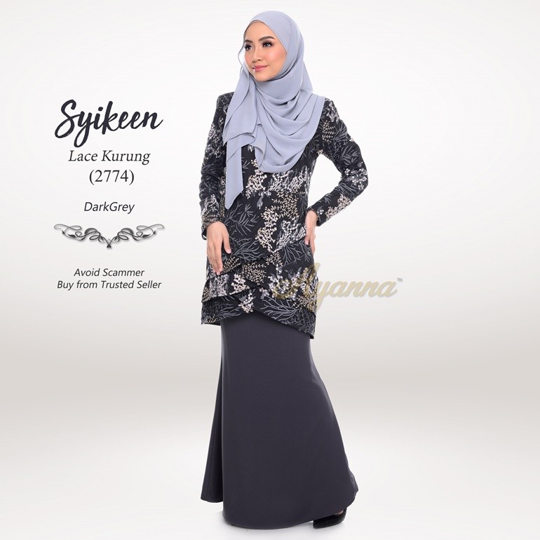 Syikeen Lace Kurung 2774 (DarkGrey)