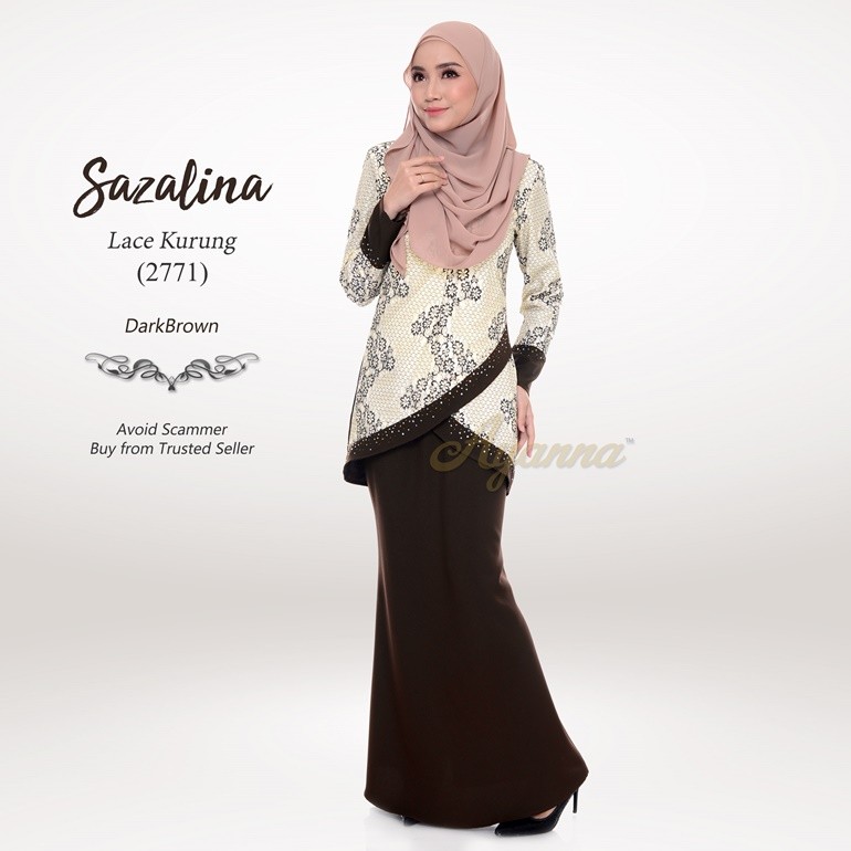 Sazalina Lace Kurung 2771 (DarkBrown)