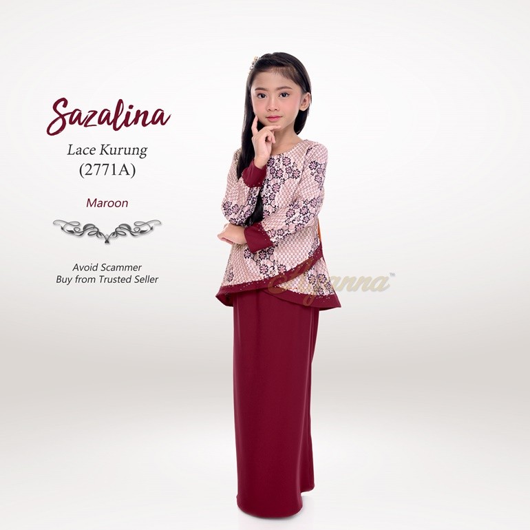 Sazalina Lace Kurung 2771A (Maroon)