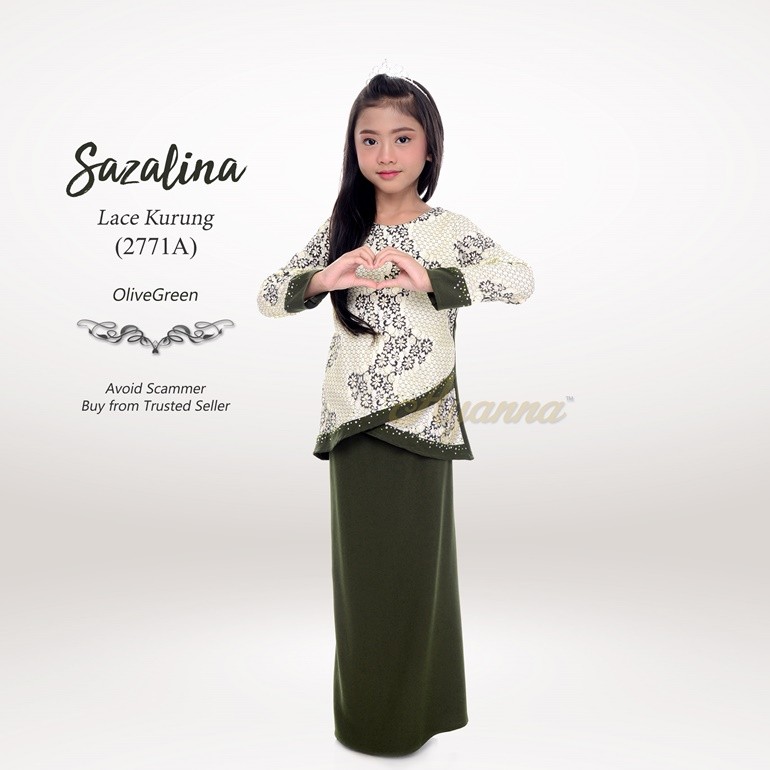 Sazalina Lace Kurung 2771A (OliveGreen)