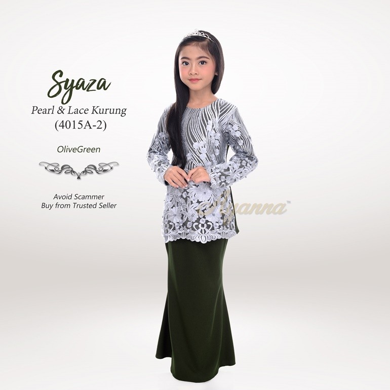 Syaza Pearl & Lace Kurung 4015A-2 (OliveGreen)