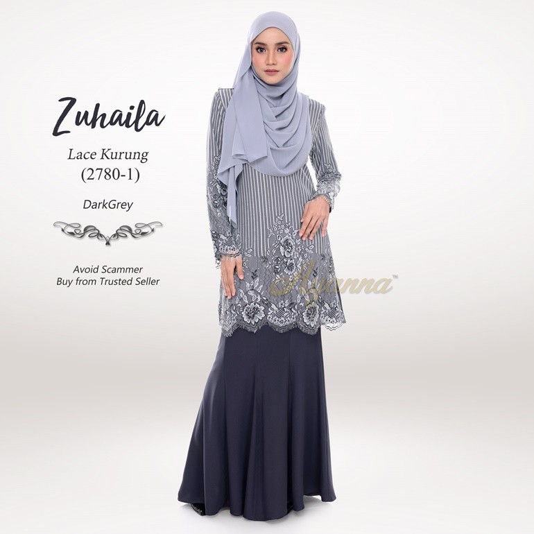 Zuhaila Lace Kurung 2780-1 (DarkGrey)