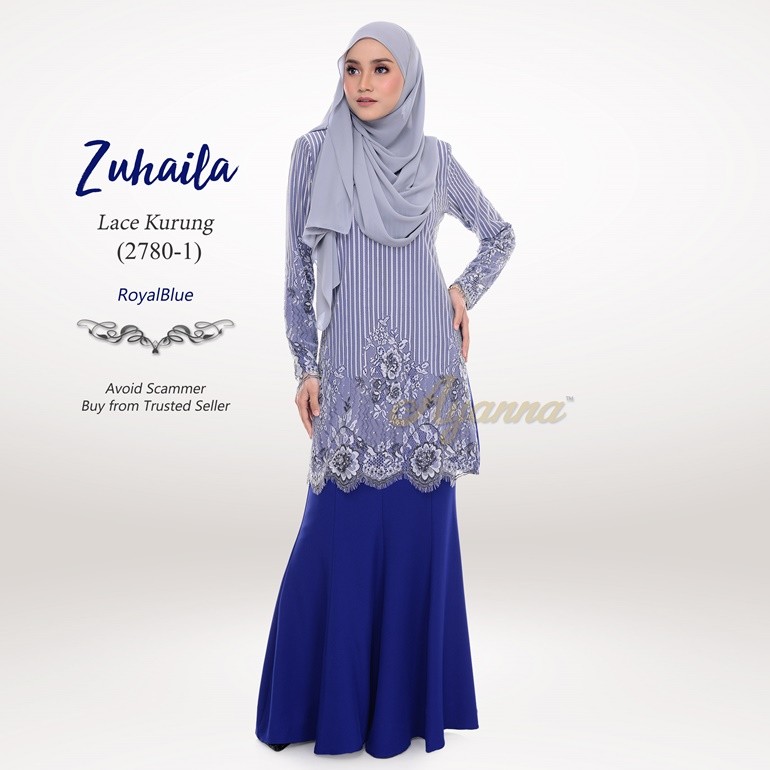 Zuhaila Lace Kurung 2780-1 (RoyalBlue)