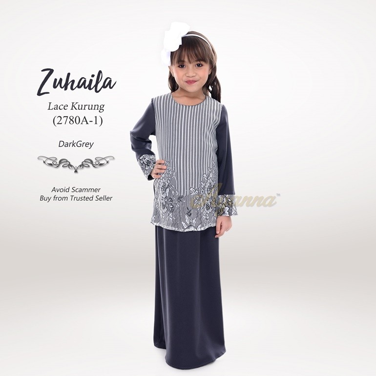 Zuhaila Lace Kurung 2780A-1 (DarkGrey)