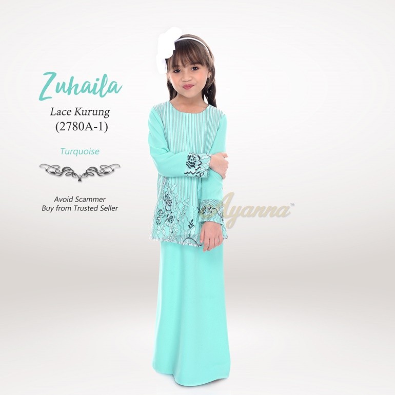 Zuhaila Lace Kurung 2780A-1 (Turquoise)
