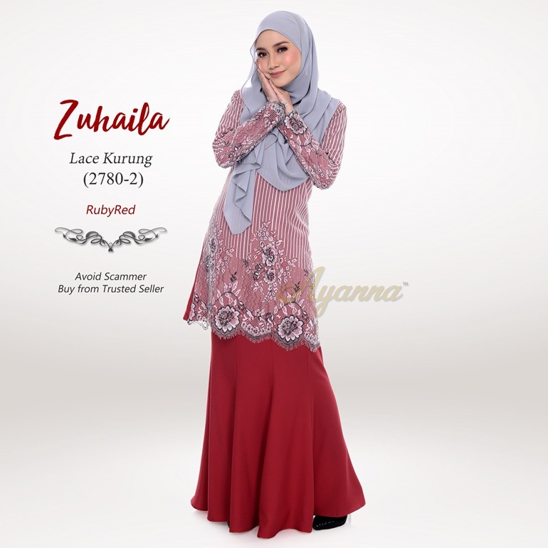 Zuhaila Lace Kurung 2780-2 (RubyRed)