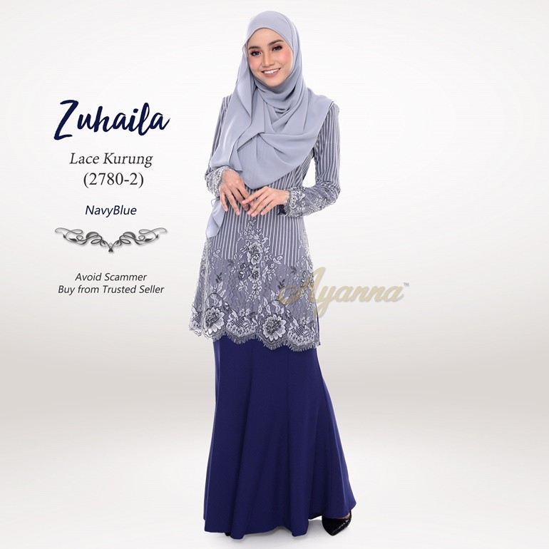 Zuhaila Lace Kurung 2780-2 (NavyBlue)