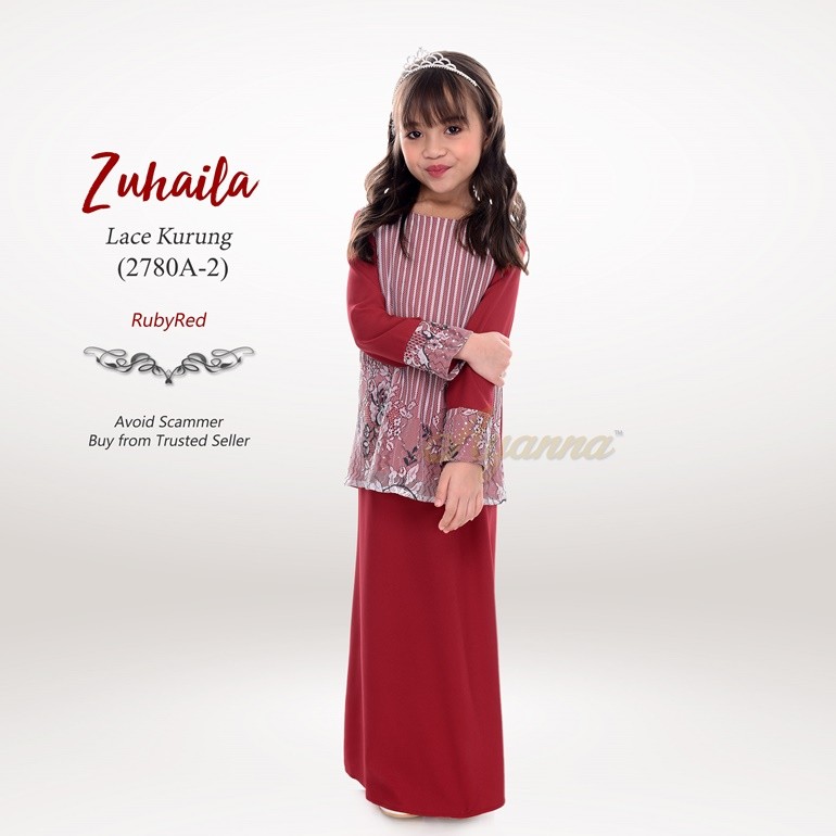 Zuhaila Lace Kurung 2780A-2 (RubyRed)