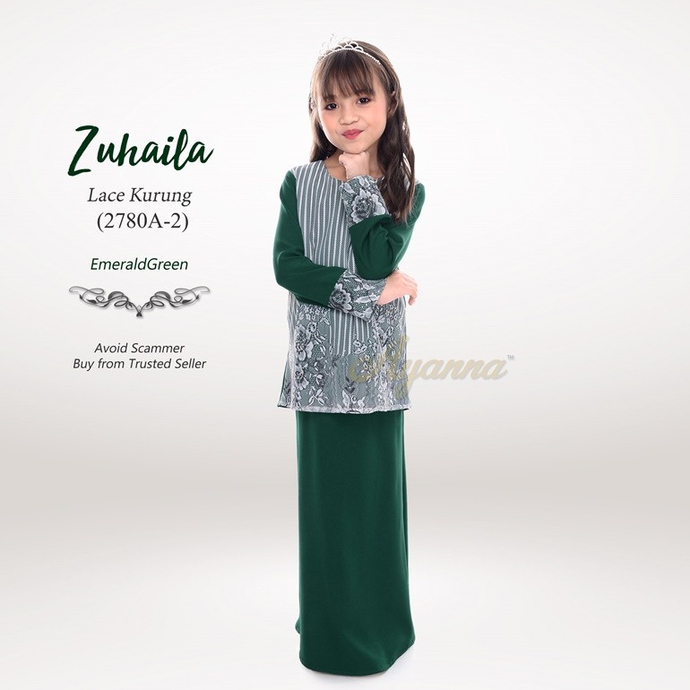 Zuhaila Lace Kurung 2780A-2 (EmeraldGreen)