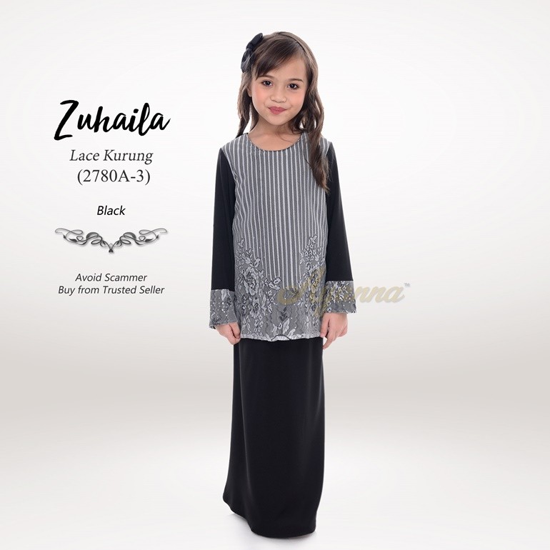 Zuhaila Lace Kurung 2780A-3 (Black)