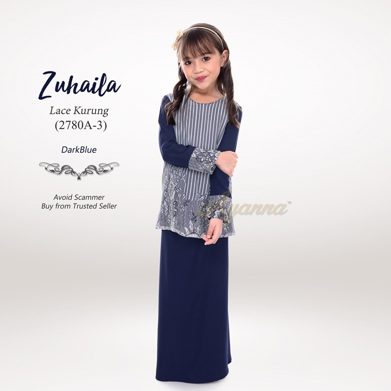 Zuhaila Lace Kurung 2780A-3 (DarkBlue)