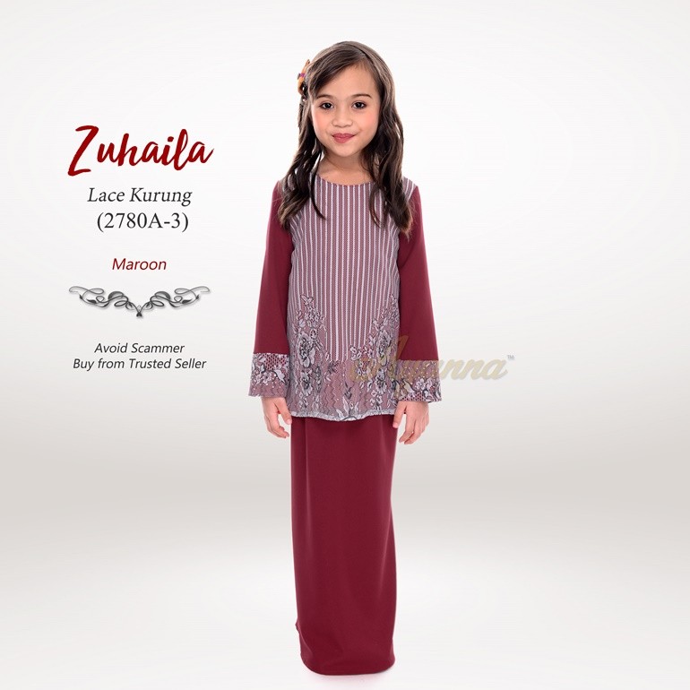 Zuhaila Lace Kurung 2780A-3 (Maroon)