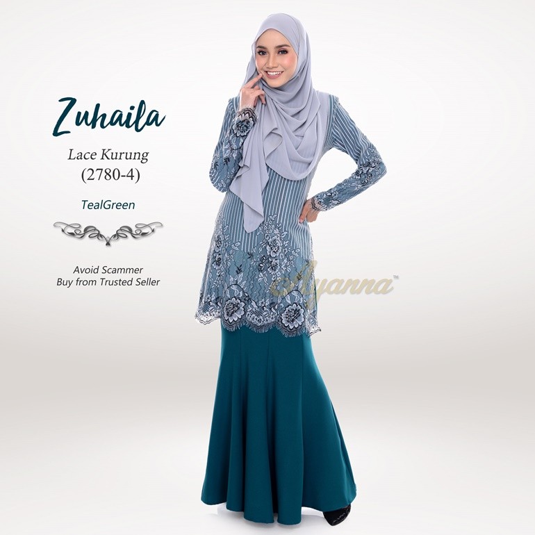 Zuhaila Lace Kurung 2780-4 (TealGreen)