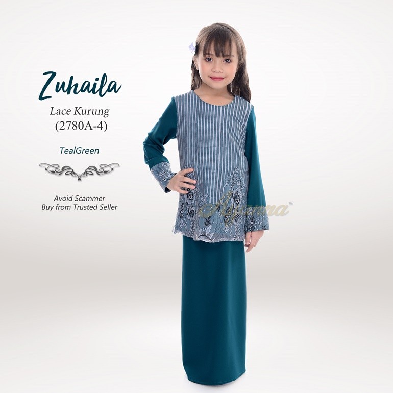 Zuhaila Lace Kurung 2780A-4 (TealGreen)