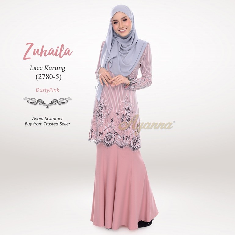 Zuhaila Lace Kurung 2780-5 (DustyPink)