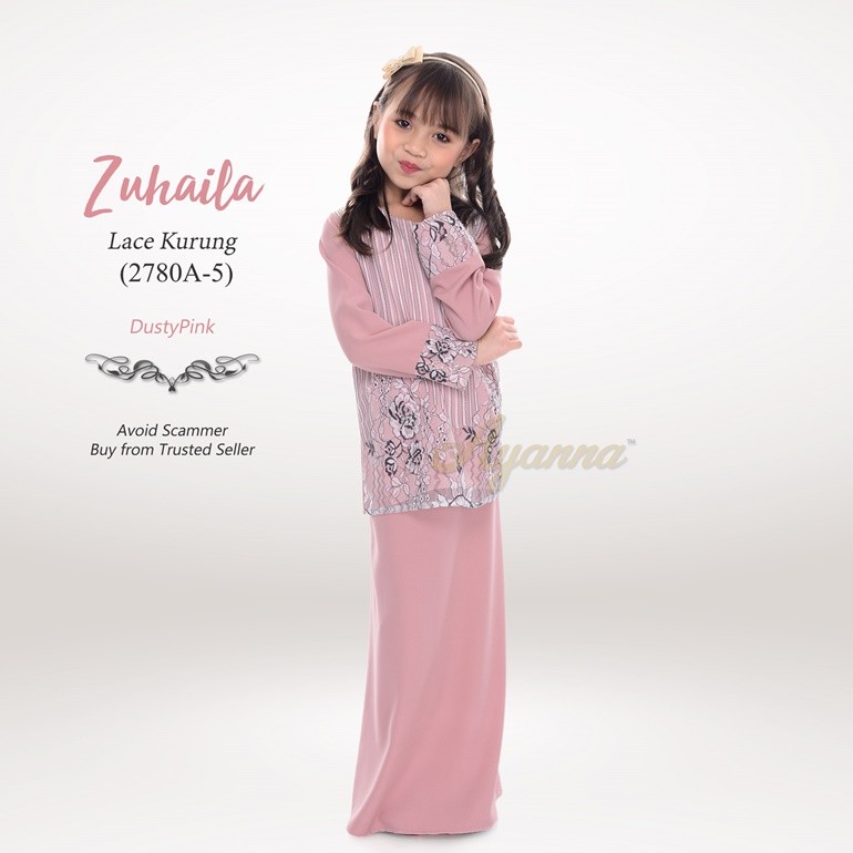 Zuhaila Lace Kurung 2780A-5 (DustyPink)