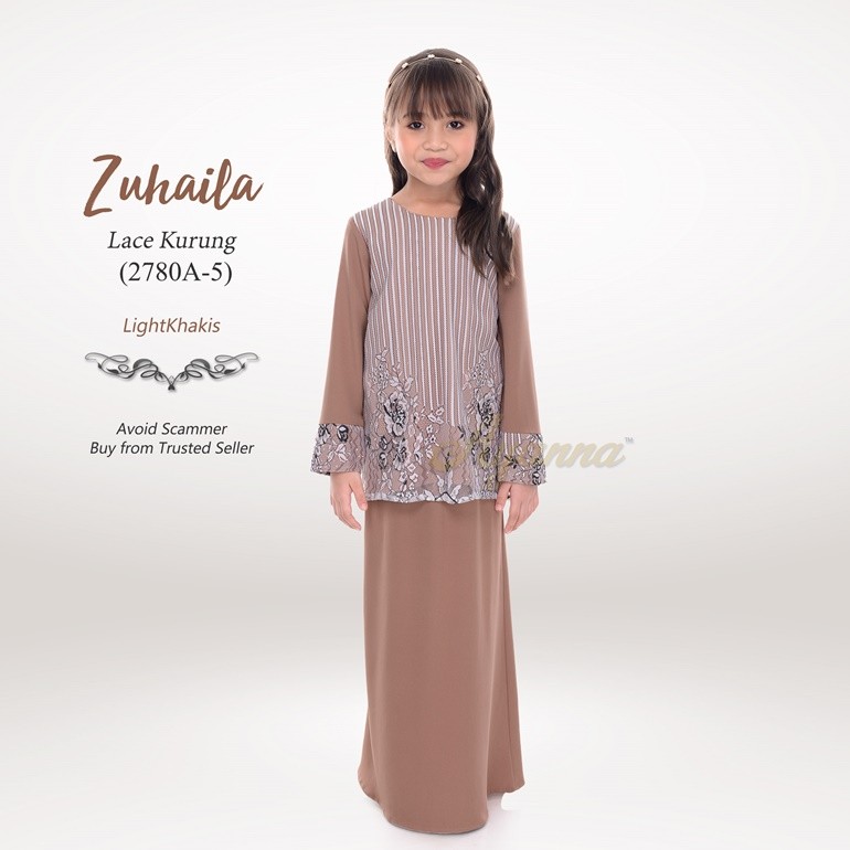 Zuhaila Lace Kurung 2780A-5 (LightKhakis)