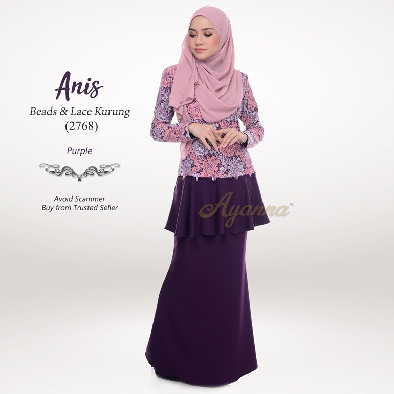 Anis Beads & Lace Kurung 2768 (Purple)