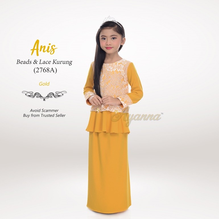 Anis Beads & Lace Kurung 2768A (Gold)