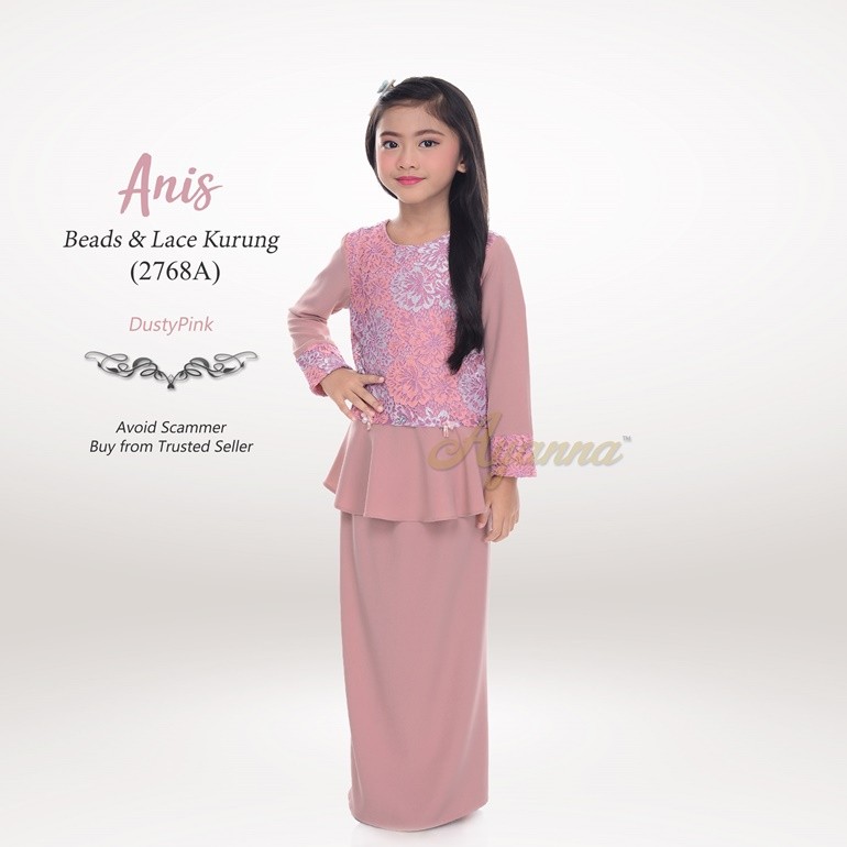 Anis Beads & Lace Kurung 2768A (DustyPink)