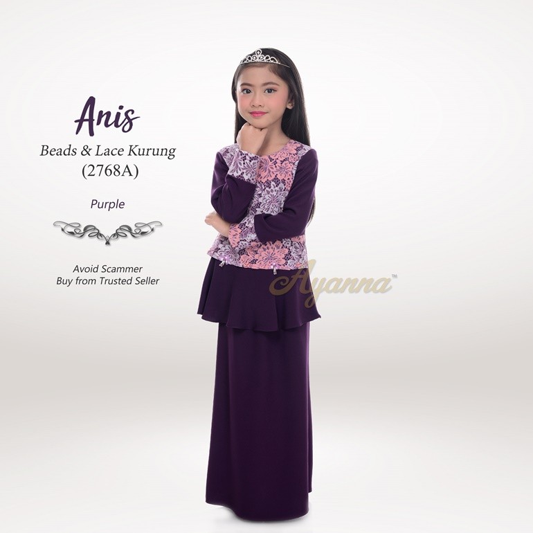 Anis Beads & Lace Kurung 2768A (Purple)