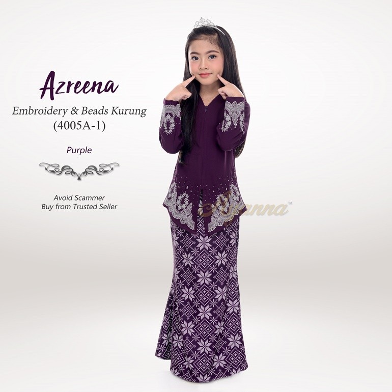 Azreena Embroidery & Beads Kurung 4005A-1 (Purple)