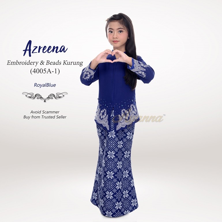 Azreena Embroidery & Beads Kurung 4005A-1 (RoyalBlue)