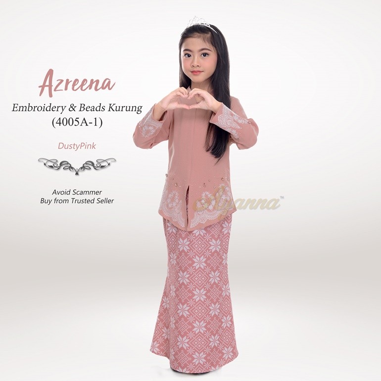 Azreena Embroidery & Beads Kurung 4005A-1 (DustyPink)