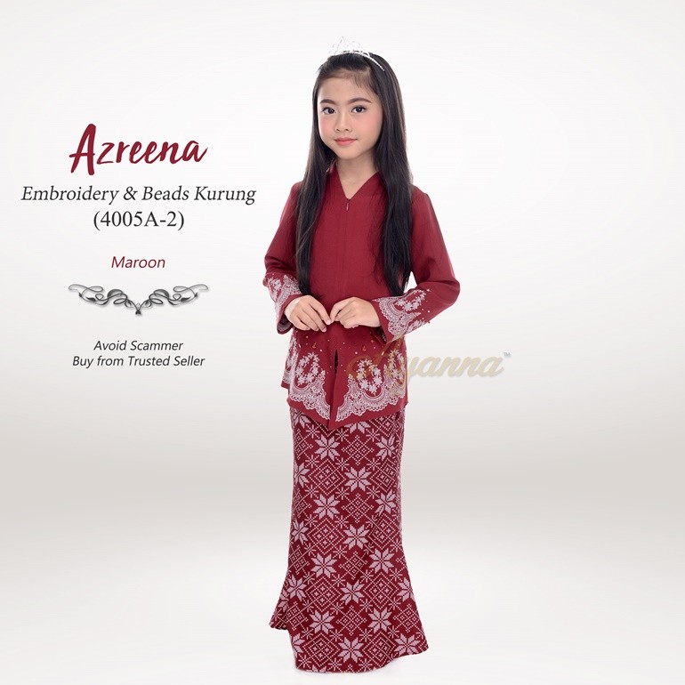 Azreena Embroidery & Beads Kurung 4005A-2 (Maroon)