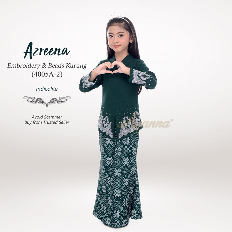 Azreena Embroidery & Beads Kurung 4005A-2 (Indicolite)