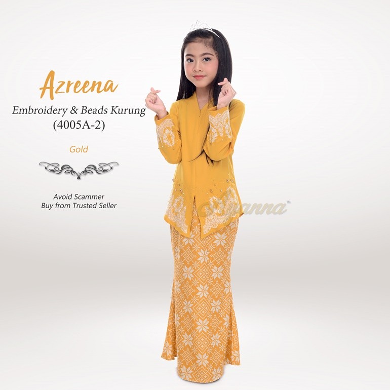 Azreena Embroidery & Beads Kurung 4005A-2 (Gold)