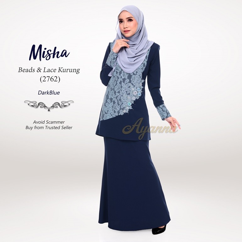 Misha Beads & Lace Kurung 2762 (DarkBlue)