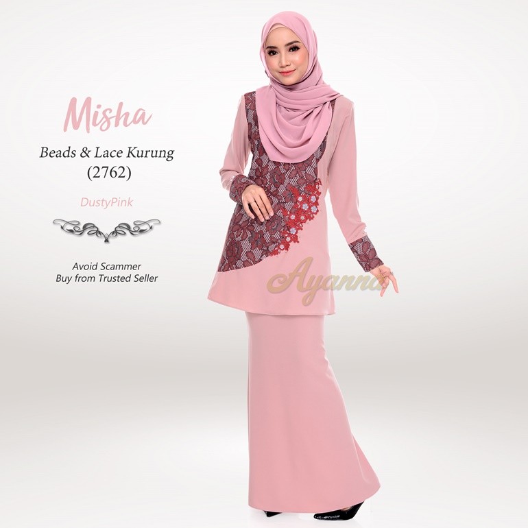 Misha Beads & Lace Kurung 2762 (DustyPink)