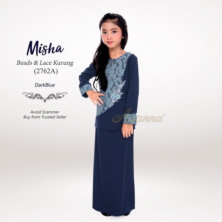 Misha Beads & Lace Kurung 2762A (DarkBlue)