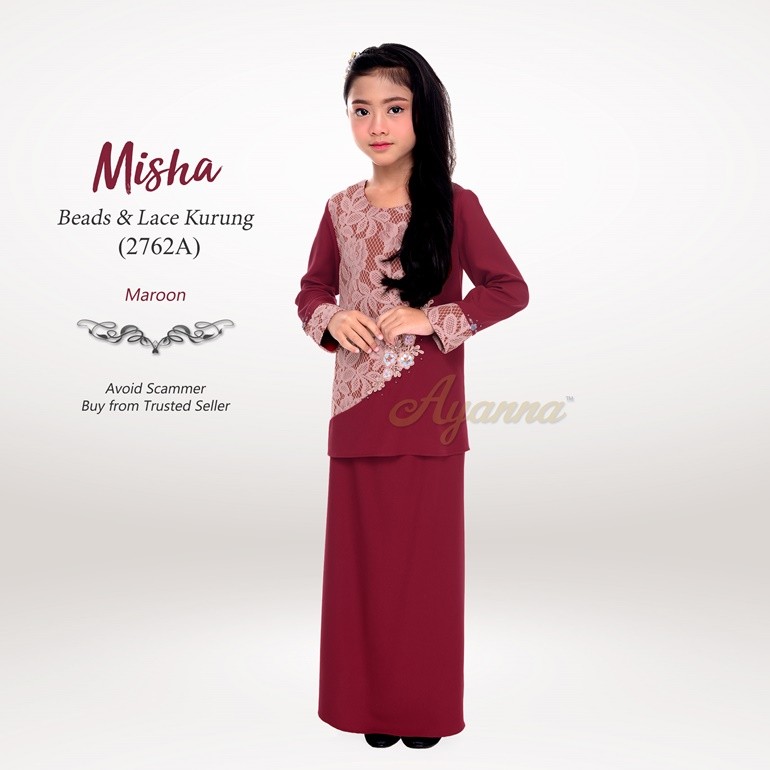 Misha Beads & Lace Kurung 2762A (Maroon)